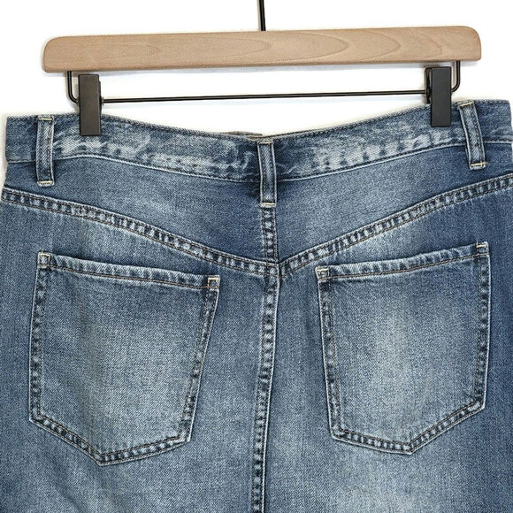 Free People We The Free Suzanne Distressed Blue Denim Skirt A Line Midi Size 30 - Picture 7 of 13